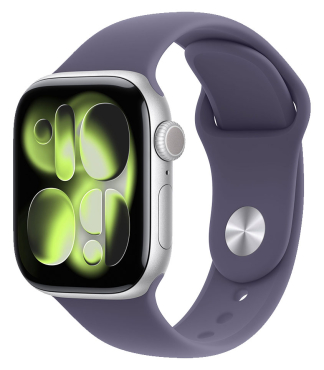 APPLE Watch Series 11 GPS, 42mm, Aluminium silber mit Sportarmband, nebelviolett - M/L