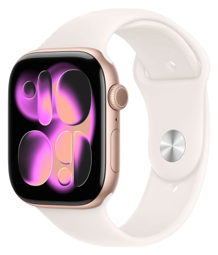 APPLE Watch Series 11 GPS, 46mm, Aluminium roségold mit Sportarmband, hellrosa - M/L
