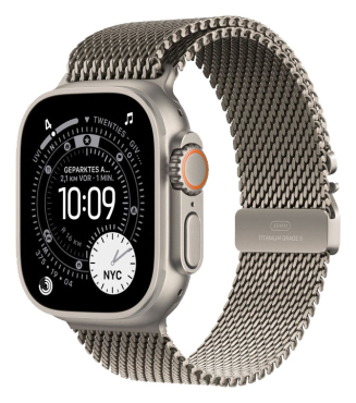 APPLE Watch Ultra 3 GPS + Cellular, 49mm, Titan natur mit Milanaise Armband, Titan natur - Small
