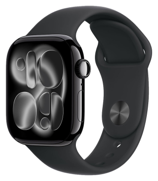 APPLE Watch Series 11 GPS + Cellular, 42mm, Aluminium diamantschwarz mit Sportarmband, schwarz - M/L
