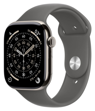 APPLE Watch Series 11 GPS + Cellular, 46mm, Titan natur mit Sportarmband, steingrau - M/L