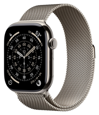 APPLE Watch Series 11 GPS + Cellular, 46mm, Titan natur mit Milanaise Armband, natur - M/L