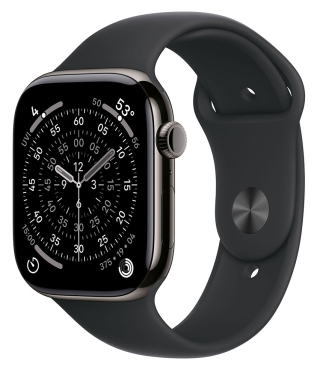 APPLE Watch Series 11 GPS + Cellular, 46mm, Titan schiefer mit Sportarmband, schwarz - S/M