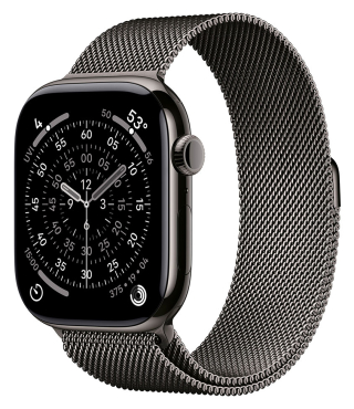 APPLE Watch Series 11 GPS + Cellular, 46mm, Titan schiefer mit Milanaise Armband, schiefer - S/M