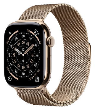 APPLE Watch Series 11 GPS + Cellular, 46mm, Titan gold mit Milanaise Armband, gold - S/M