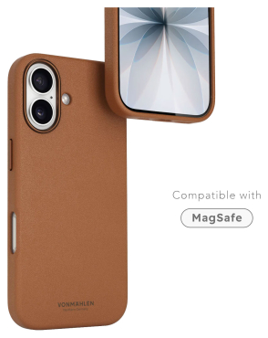 Preview: VONMÄHLEN Kunstleder-Folio für iPhone 17, MagSafe, braun