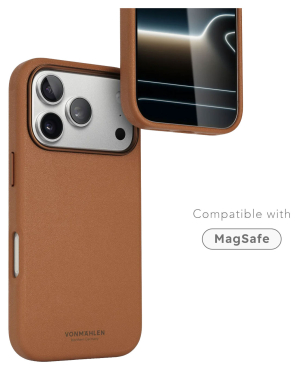 Preview: VONMÄHLEN Kunstleder-Folio für iPhone 17 Pro, MagSafe, braun