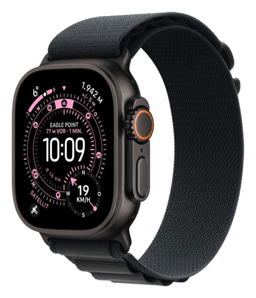 APPLE Watch Ultra 3 GPS + Cellular, 49mm, Titan schwarz mit Alpine Loop, schwarz - Small