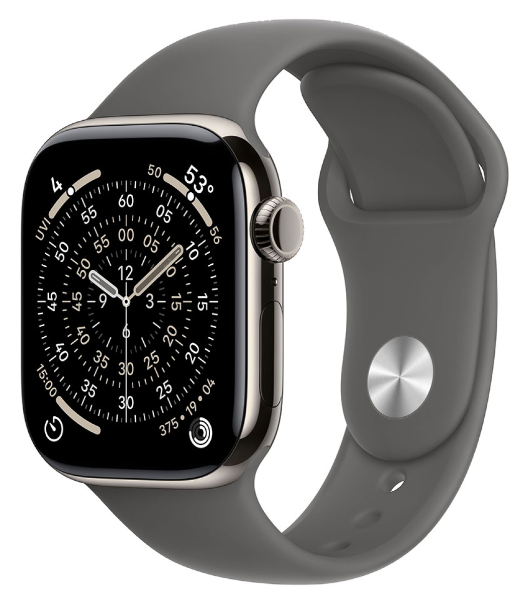 APPLE Watch Series 11 GPS + Cellular, 42mm, Titan natur mit Sportarmband, steingrau - M/L