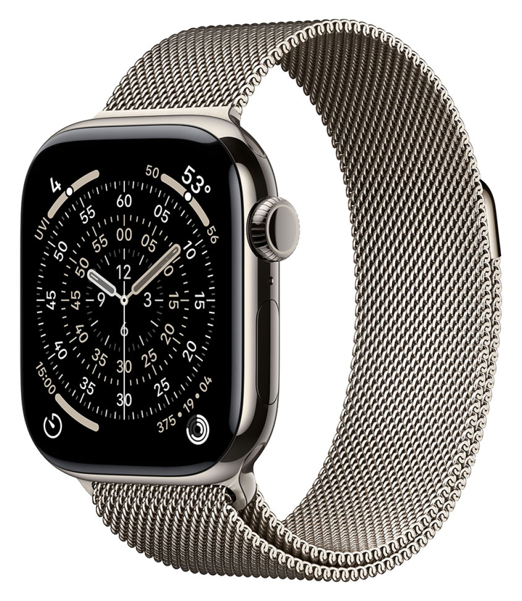APPLE Watch Series 11 GPS + Cellular, 42mm, Titan natur mit Milanaise Armband, natur