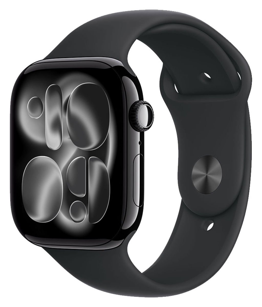 APPLE Watch Series 11 GPS + Cellular, 46mm, Aluminium diamantschwarz mit Sportarmband, schwarz - S/M