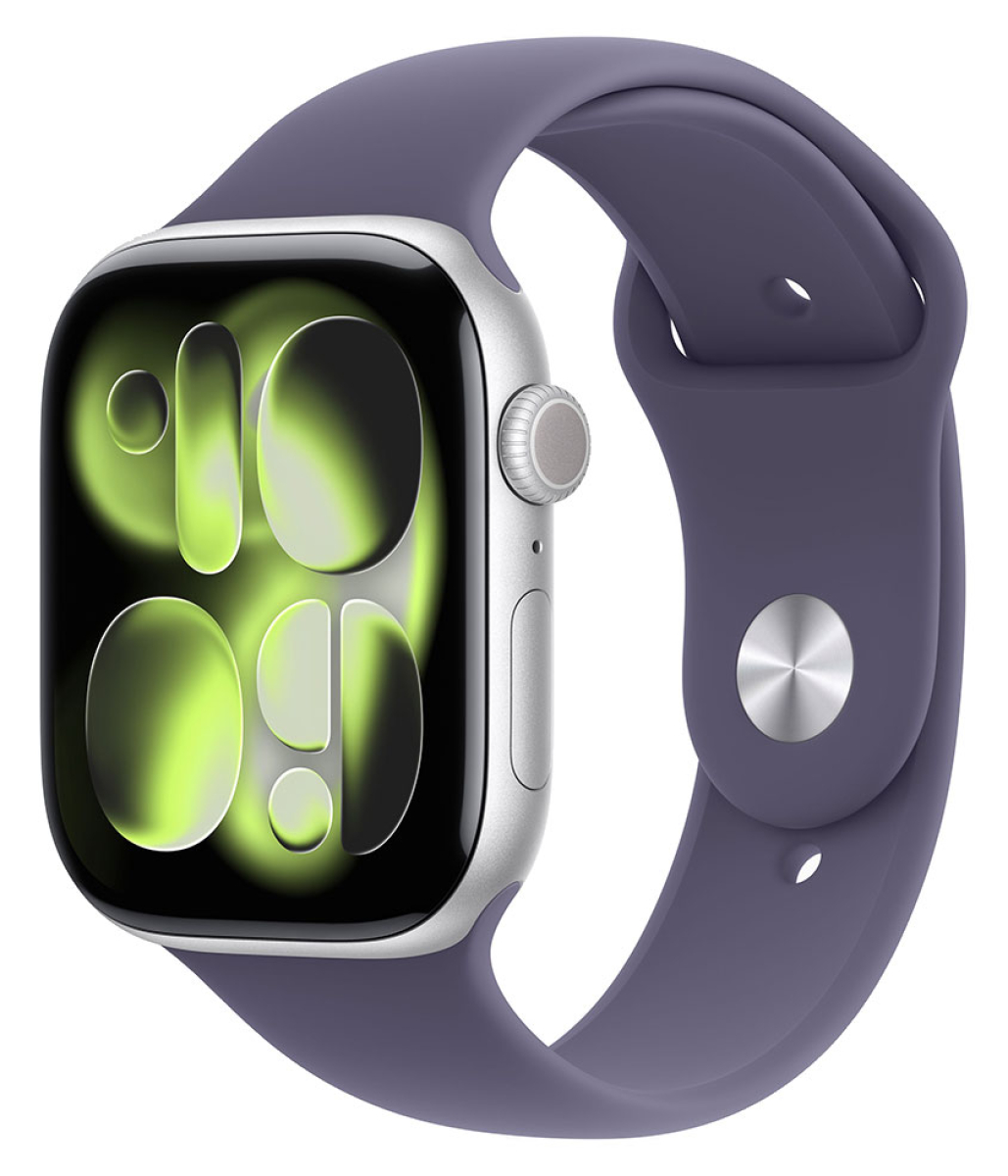 APPLE Watch Series 11 GPS + Cellular, 46mm, Aluminium silber mit Sportarmband, nebelviolett - M/L