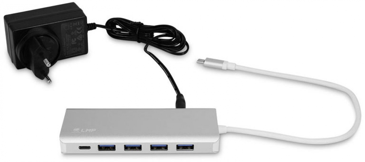 LMP USB-C Hub, 7-Port, USB-A & USB-C, silber